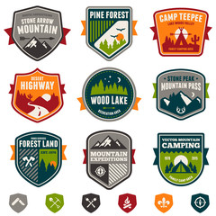 Wall Mural - vintage travel and camp badges