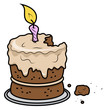 Cartoon Birthday Cake - Vector Cartoon Illustration