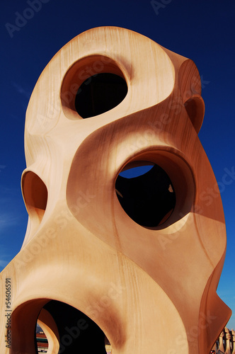 Fotografia Gaudi skylight on the Pedrera terrace