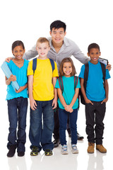 group of primary school kids and teacher