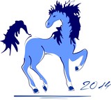 Fototapeta Konie - Blue horses - symbol of 2014 year