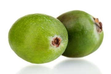 green feijoa fruit, isolated on white