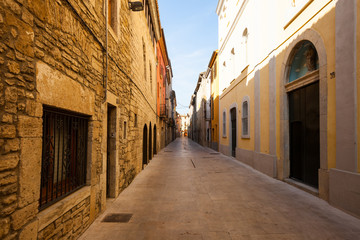 Wall Mural - Ordinary street in european town. Banyoles