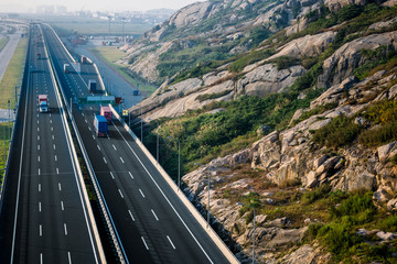 motion trucks on the freeway