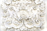Fototapeta Perspektywa 3d - White thai art stucco wall,Thai temple