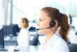 © ty - Beautiful young female call center operator with headset
