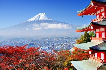 Wall Mural - Mt. Fuji in Autumn with Chureito Pagoda