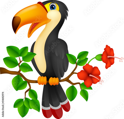 Naklejka - mata magnetyczna na lodówkę Cute toucan bird cartoon