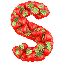 Letter - S Made Of Strawberry. Isolated On A White.