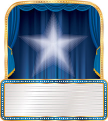 Wall Mural - white star on blue stage