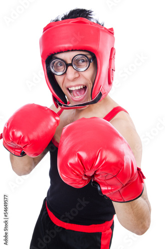 Naklejka ścienna Funny boxer isolated on the white background