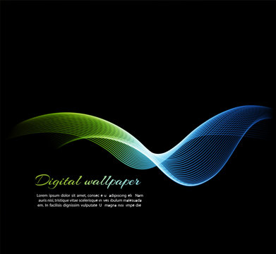 Shiny color waves over dark vector backgrounds