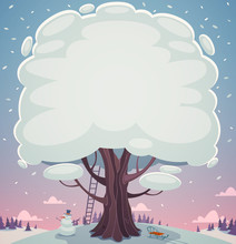 Winter Tree Background. Vector Illustration.