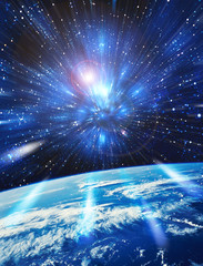 terre et espace avec étoiles