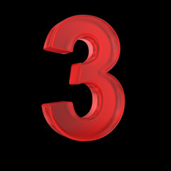 Fototapete - Number three- red isolated with clipping path