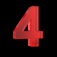Fototapete - Number four- red isolated with clipping path