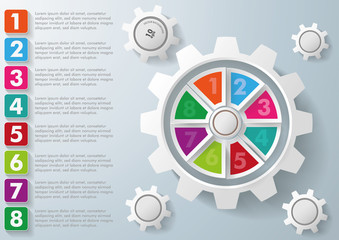 Wall Mural - White Gear Colorful Centre And rectangles 8 Options