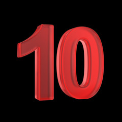 Fototapete - Number ten - red isolated with clipping path