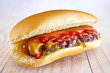Hotdog with ketchup and mustard