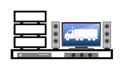 Sticker - Home cinéma avec un camion sur l'écran de télévision