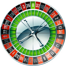 Illustration of casino roulette wheel with chrome elements