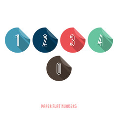 0 1 2 3 4  - Flat Design Paper Numbers Buttons