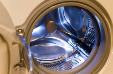 lookinh inside a modern washing machine