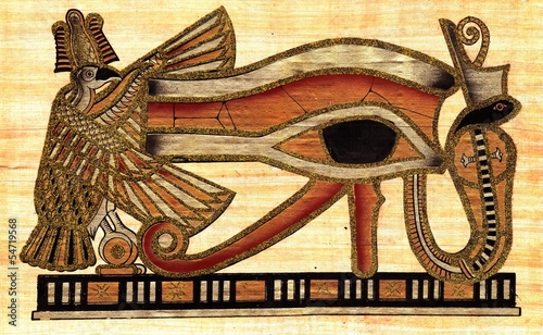 Naklejka na kafelki Symbol of Eye of Ra godhood painted at papyrus