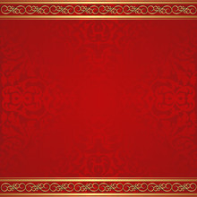 Red Background With Gold Ornaments