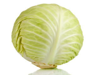 Wall Mural - whole green cabbage isolated on white