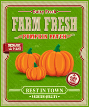 Vintage Farm Fresh Pumpkin Patch Poster Design