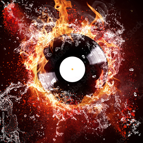 Obraz Dibond burning vinyl disc