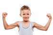 © ia_64 - Smiling sport child boy showing hand biceps muscles strength