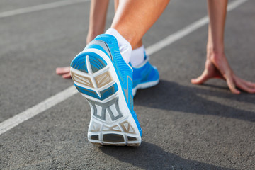 Closeup of runners shoe - running concept