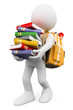 © Texelart - 3D white people. Student carrying a stack of books