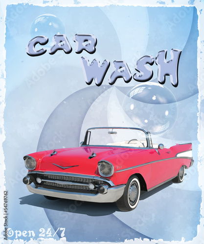 Naklejka dekoracyjna car wash service vector illustration poster