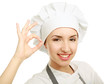 © shefkate - Attractive cook woman showing ok over white background