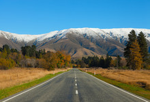 Straight Road  In Canterbury Region, NZ