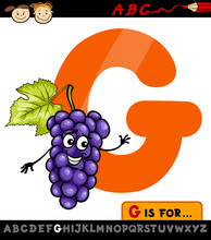Letter G With Grapes Cartoon Illustration