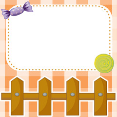 Poster - An empty paper note with candies and a wooden fence