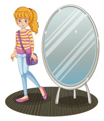 Poster - A girl beside a mirror