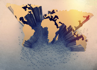 social network human 3d on world map