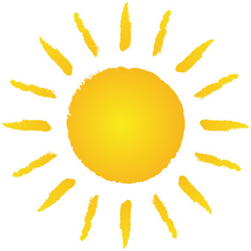 locker handgezeichnete, strahlende sonne – vektor/freigestellt