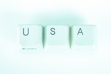 Fototapete - Usa word written with computer buttons