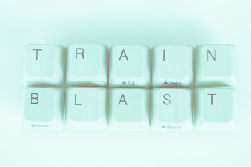 Fototapete - Train Blast word written with computer buttons