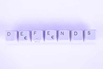 Fototapete - Defends word written with computer buttons