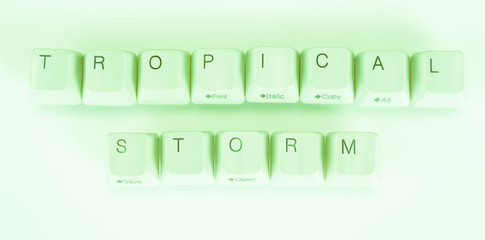Fototapete - Tropical storm word written with computer buttons