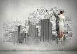 © Sergey Nivens - Businesswoman drawing on wall