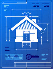 Wall Mural - Home symbol like blueprint drawing. Vector concept