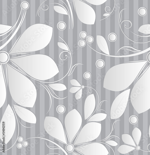 Fototapeta na wymiar Floral silver seamless wallpaper